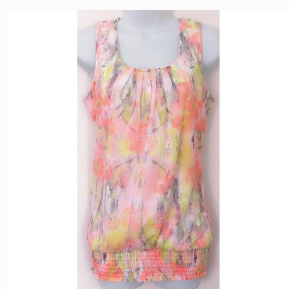 Maurices Watercolor Sleeveless Keyhole Back Blouse
